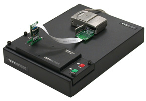VTE-3100 with VTE Protocol Analyzer Pass-Through Cable Inserted into Host Device